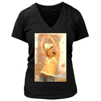 Alicia Keys Women's Deep V-Neck TShirt