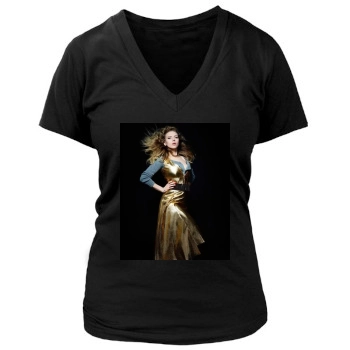 Scarlett Johansson Women's Deep V-Neck TShirt