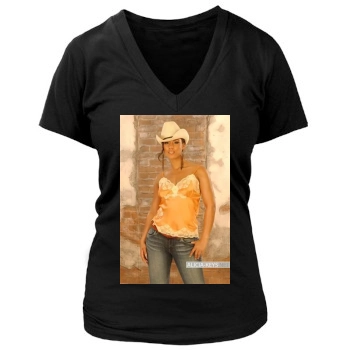 Alicia Keys Women's Deep V-Neck TShirt