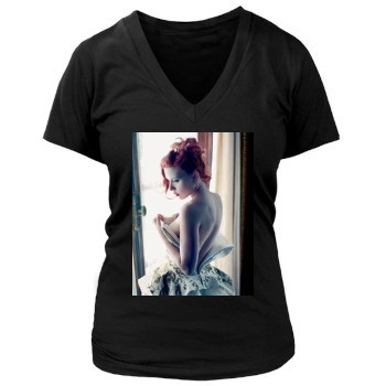 Scarlett Johansson Women's Deep V-Neck TShirt