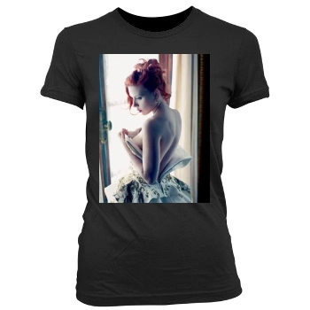 Scarlett Johansson Women's Junior Cut Crewneck T-Shirt