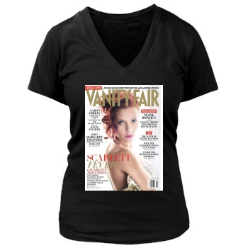 Scarlett Johansson Women's Deep V-Neck TShirt