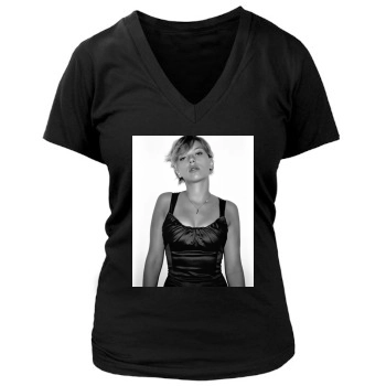 Scarlett Johansson Women's Deep V-Neck TShirt