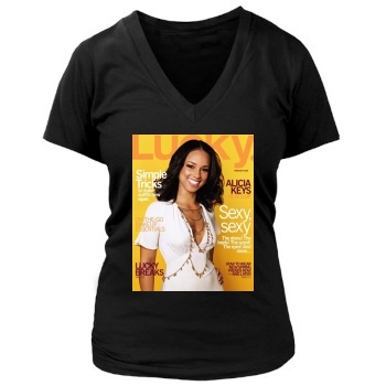 Alicia Keys Women's Deep V-Neck TShirt