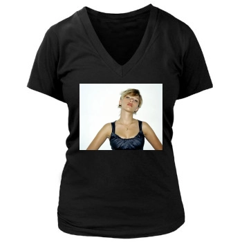 Scarlett Johansson Women's Deep V-Neck TShirt