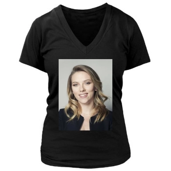 Scarlett Johansson Women's Deep V-Neck TShirt