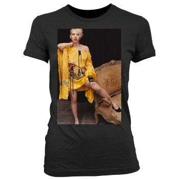 Scarlett Johansson Women's Junior Cut Crewneck T-Shirt