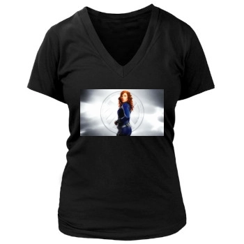 Scarlett Johansson Women's Deep V-Neck TShirt