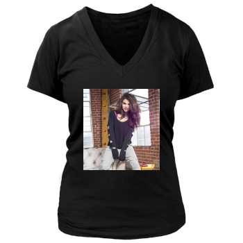 Selena Gomez Women's Deep V-Neck TShirt