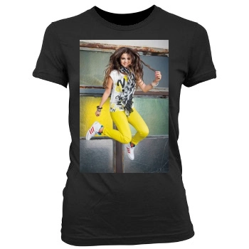 Selena Gomez Women's Junior Cut Crewneck T-Shirt