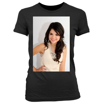 Selena Gomez Women's Junior Cut Crewneck T-Shirt