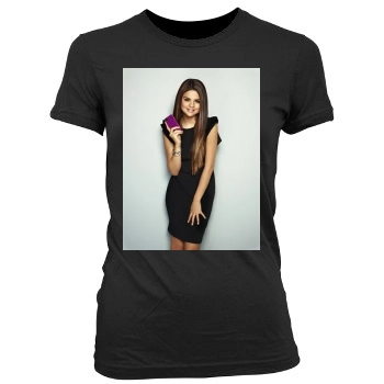 Selena Gomez Women's Junior Cut Crewneck T-Shirt