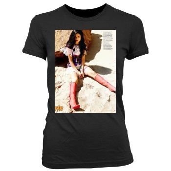 Selena Gomez Women's Junior Cut Crewneck T-Shirt