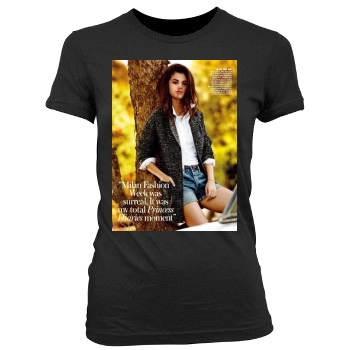 Selena Gomez Women's Junior Cut Crewneck T-Shirt