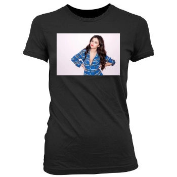 Selena Gomez Women's Junior Cut Crewneck T-Shirt