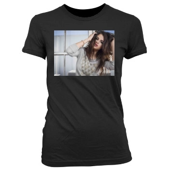 Selena Gomez Women's Junior Cut Crewneck T-Shirt