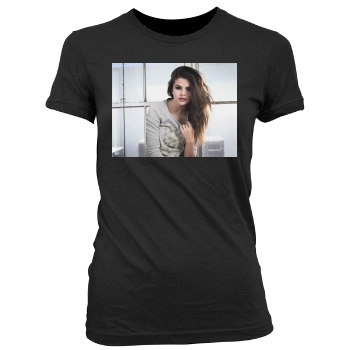 Selena Gomez Women's Junior Cut Crewneck T-Shirt