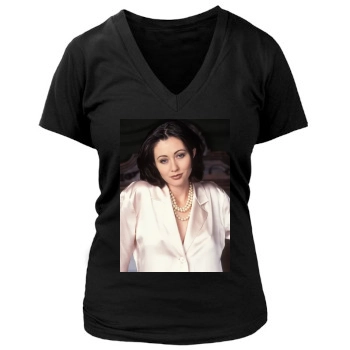 Shannen Doherty Women's Deep V-Neck TShirt