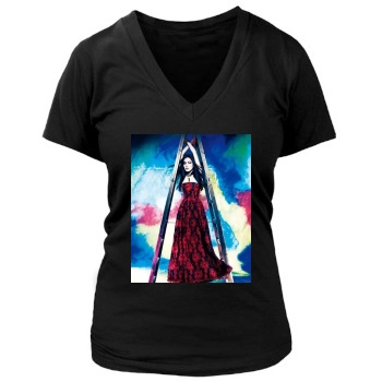 Shu Qi Women's Deep V-Neck TShirt