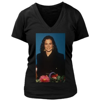 Sigourney Weaver Women's Deep V-Neck TShirt