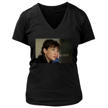 Sophie Marceau Women's Deep V-Neck TShirt