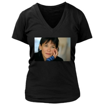 Sophie Marceau Women's Deep V-Neck TShirt