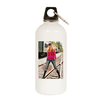 Spencer Scott White Water Bottle With Carabiner