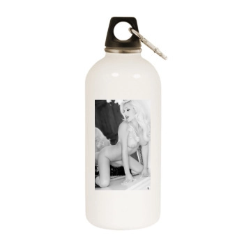 Spencer Scott White Water Bottle With Carabiner