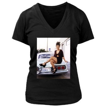 Alyssa Milano Women's Deep V-Neck TShirt