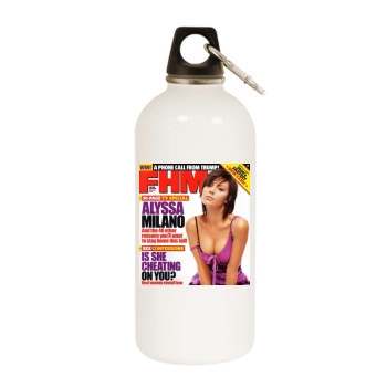 Alyssa Milano White Water Bottle With Carabiner