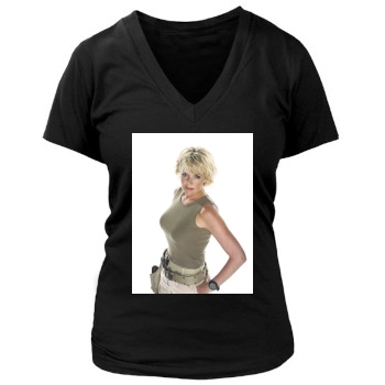 Amanda Tapping Women's Deep V-Neck TShirt