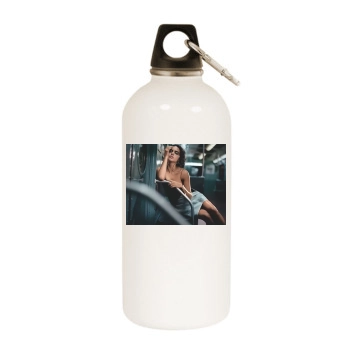 Adriana Lima White Water Bottle With Carabiner