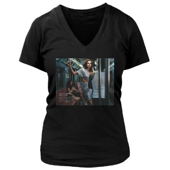 Adriana Lima Women's Deep V-Neck TShirt