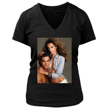 Alessandra Ambrosio Women's Deep V-Neck TShirt