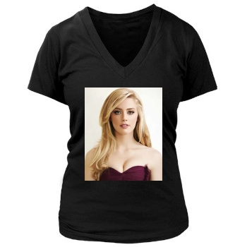 Amber Heard Women's Deep V-Neck TShirt