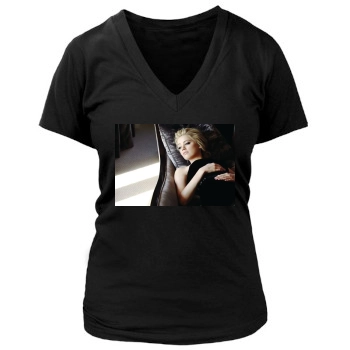 Amber Heard Women's Deep V-Neck TShirt