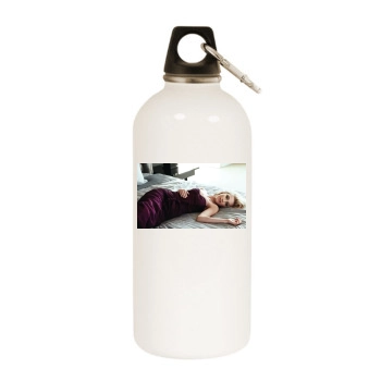 Amber Heard White Water Bottle With Carabiner