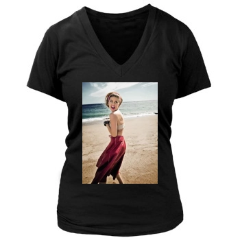 Amber Heard Women's Deep V-Neck TShirt