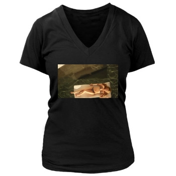 Amber Heard Women's Deep V-Neck TShirt