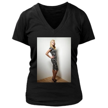 Amber Heard Women's Deep V-Neck TShirt