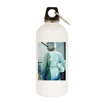 Amber Valletta White Water Bottle With Carabiner