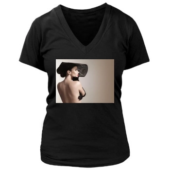 Anna Friel Women's Deep V-Neck TShirt