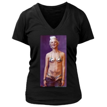 Asia Argento Women's Deep V-Neck TShirt