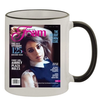 Aubrey Plaza 11oz Colored Rim & Handle Mug