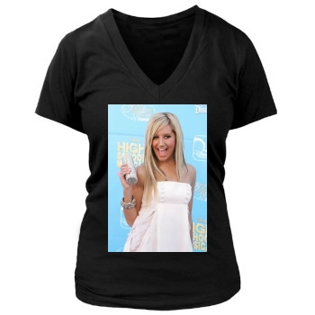 Ashley Tisdale Women's Deep V-Neck TShirt