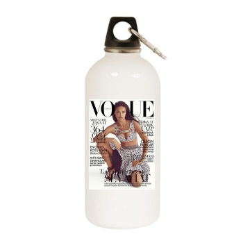 Adriana Lima White Water Bottle With Carabiner