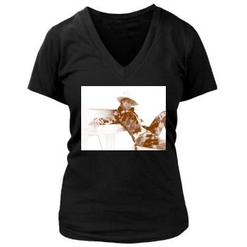 Alicia Keys Women's Deep V-Neck TShirt