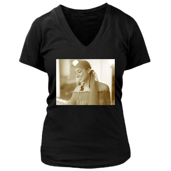 Alicia Keys Women's Deep V-Neck TShirt