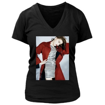 Amber Heard Women's Deep V-Neck TShirt