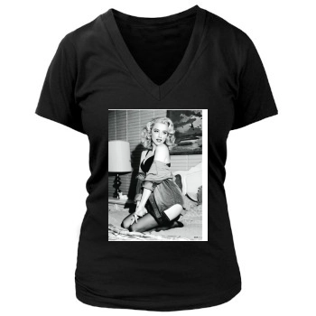 Amber Heard Women's Deep V-Neck TShirt